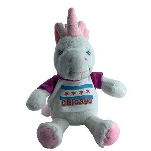 Zoovenir Chicago Zoo Unicorn Stuffed Plush Animal Toy Glitter 9.5" White Pink